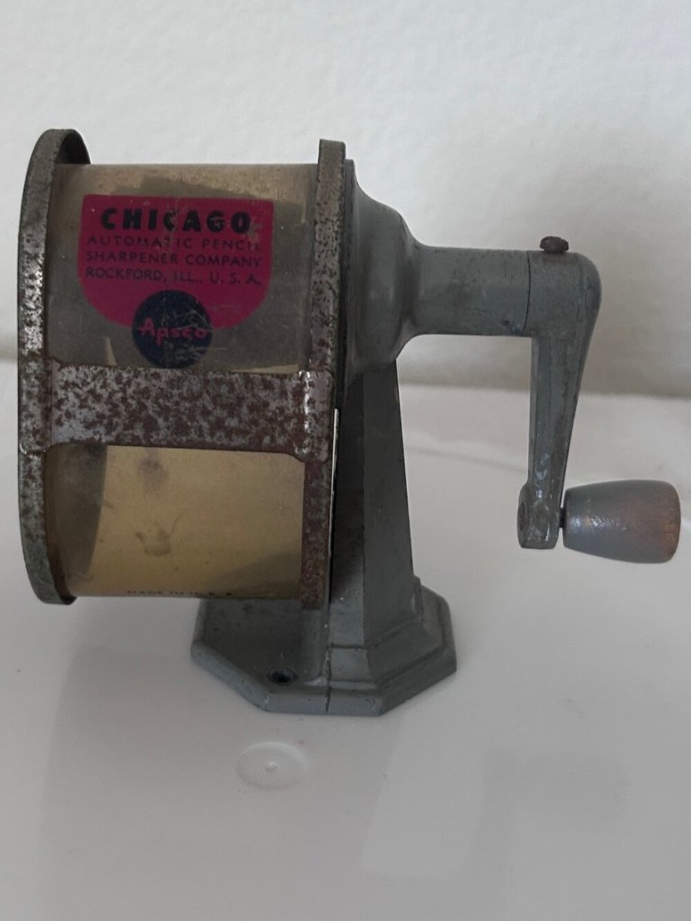 Vintage Apsco Chicago Pencil Sharpener Manual Crank Wall or Desk